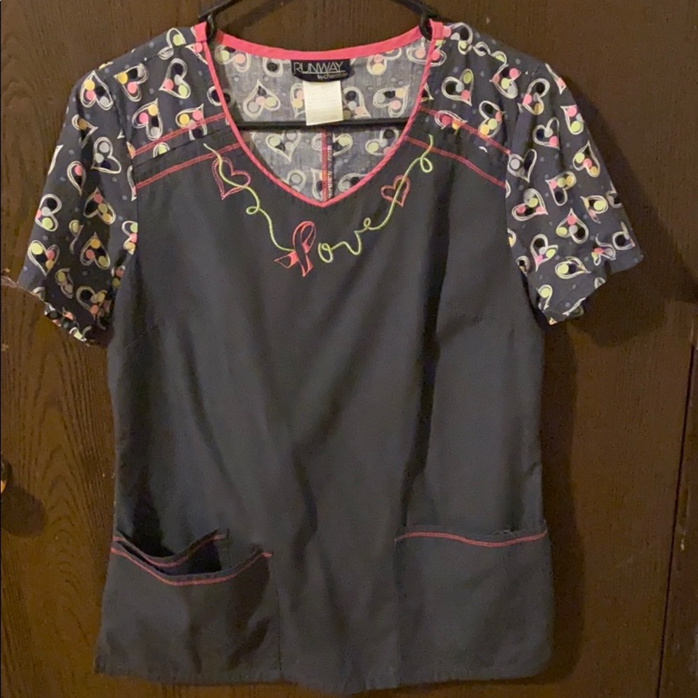 Cherokee scrub top (breast cancer) size small